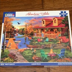 Like New. White Mountain 'Adventures at the Lake' Jigsaw Puzzle